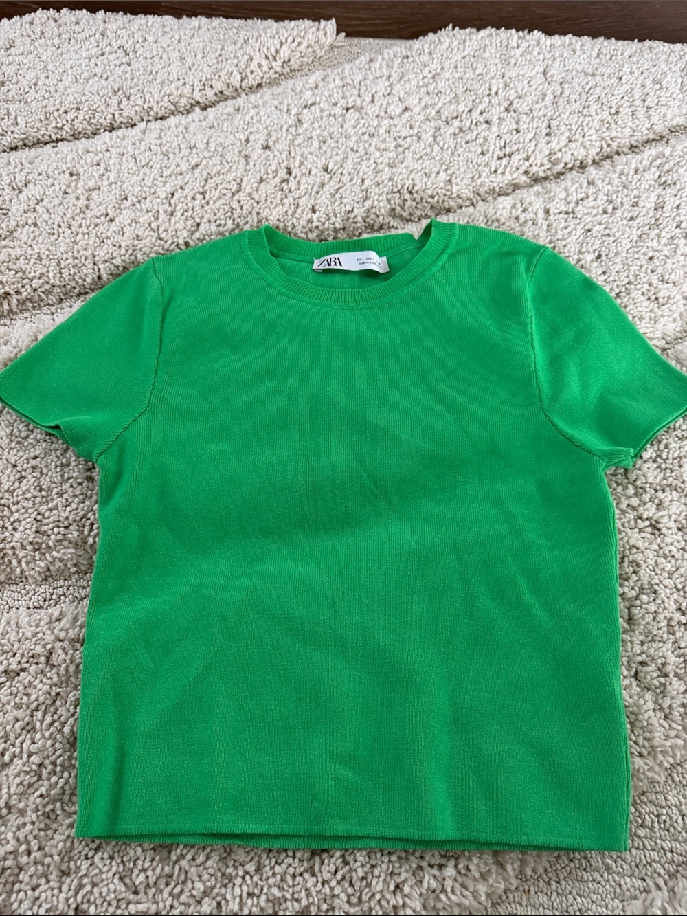 ZARA Bright Green Short Sleeve Knit Tee